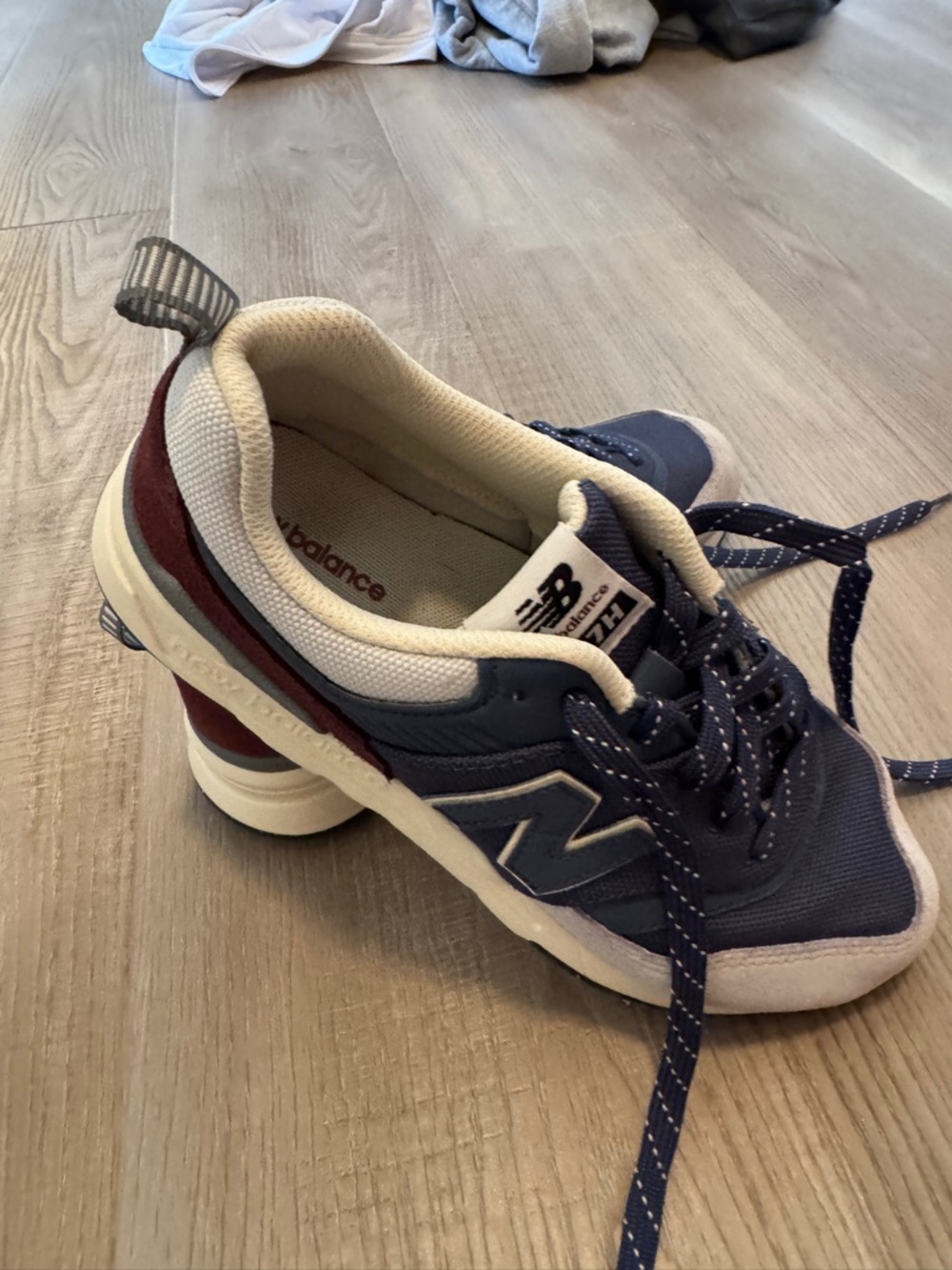 New Balance Kids Navy and Burgundy Running Sneakers